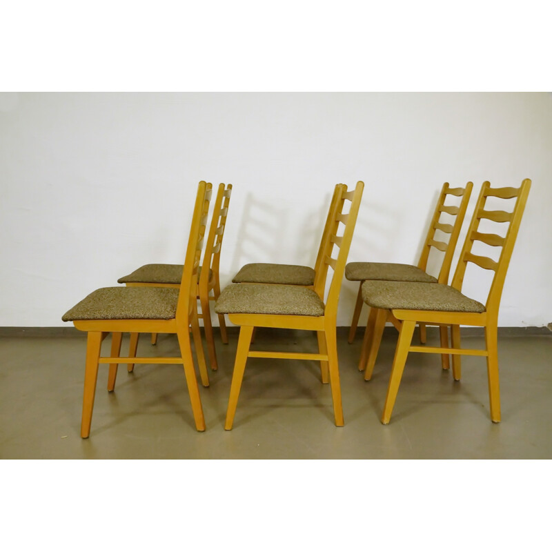 Set of 6 beechwood dining chairs - 1950s