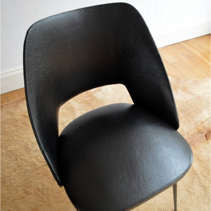 Vintage chair in black leatherette - 1950s