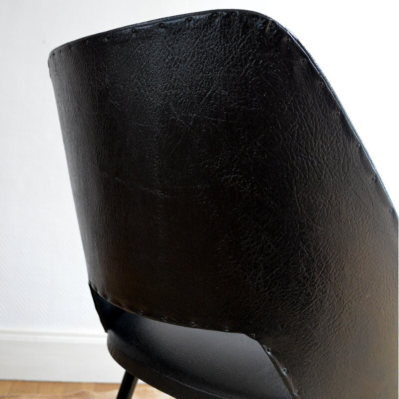 Vintage chair in black leatherette - 1950s