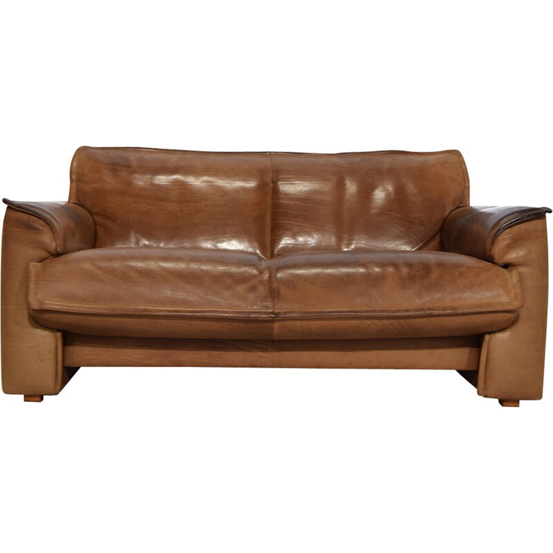 Cognac Neck Leather 2 Seater Sofa for Leolux - 1970s