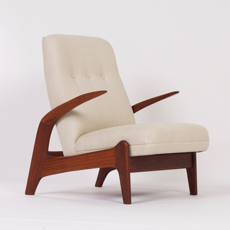 Fauteuil en tissu blanc de R. Rastad pour Gimson & Slater - 1960 