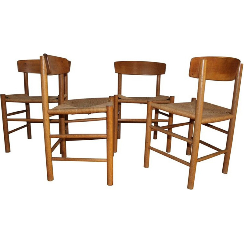 Lot de 4 chaises en chêne de Børge Mogensen - 1960