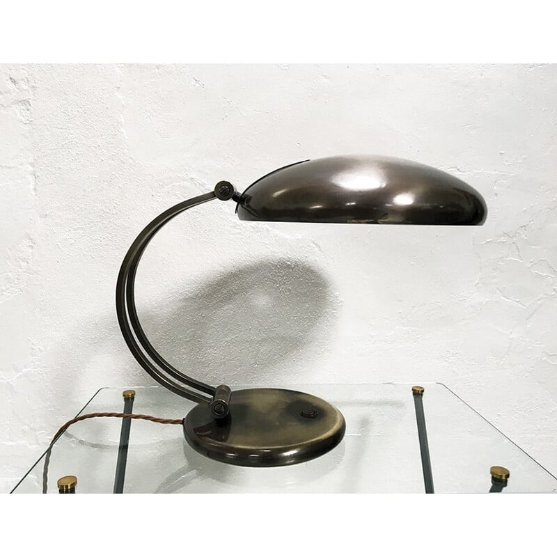 Lampe de bureau en laiton massif par Hillebrand - 1960