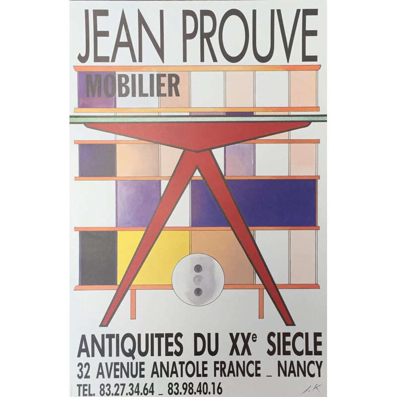 Affiche originale mobilier Jean Prouvé - 1980