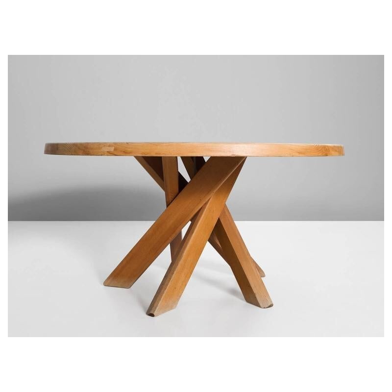 Dining Table T21 Pierre Chapo in solid elm - 1970s 