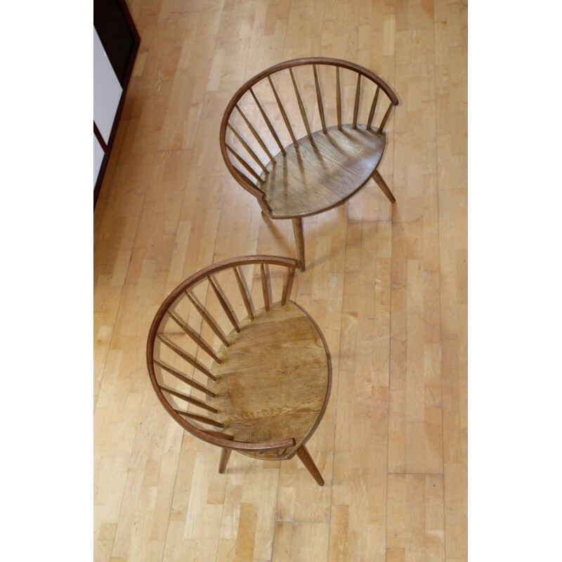 Pair of "Arka" armchair in oak, Yngve Ekström - 1950s