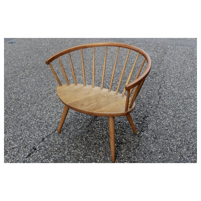 Pair of "Arka" armchair in oak, Yngve Ekström - 1950s