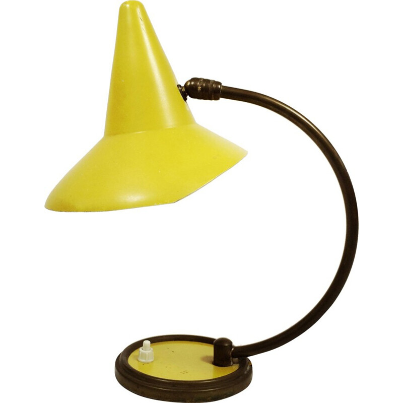 Articulated yellow bedside lamp - 1950s