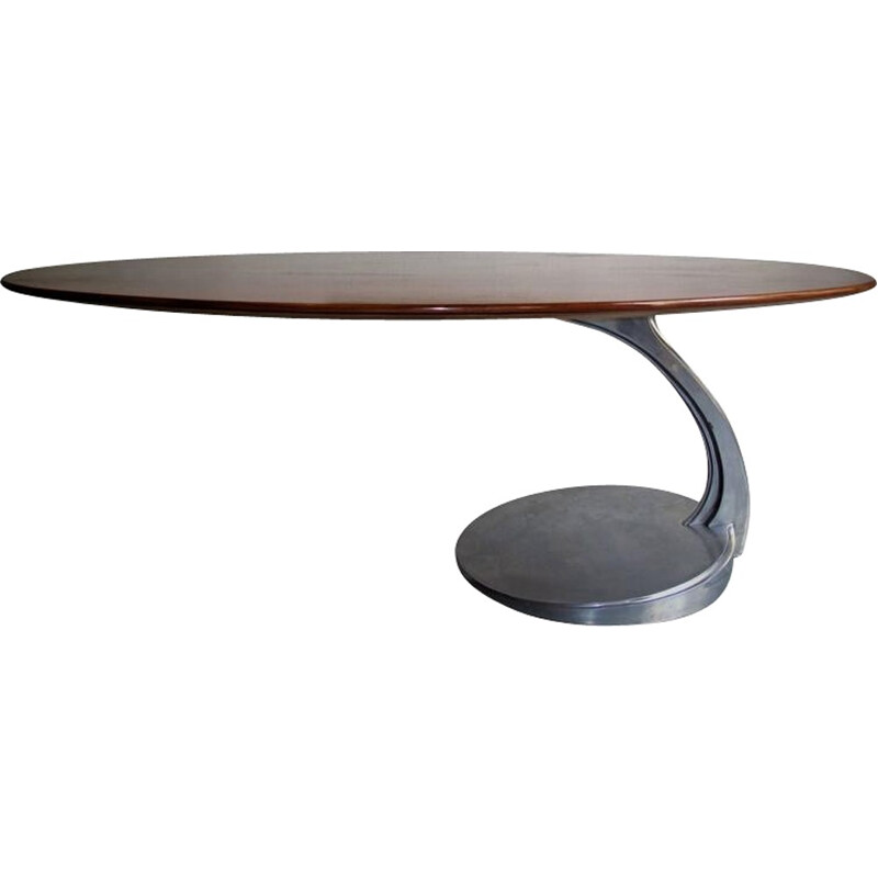 Rosewood and aluminum table by Michele Charron - 1960s