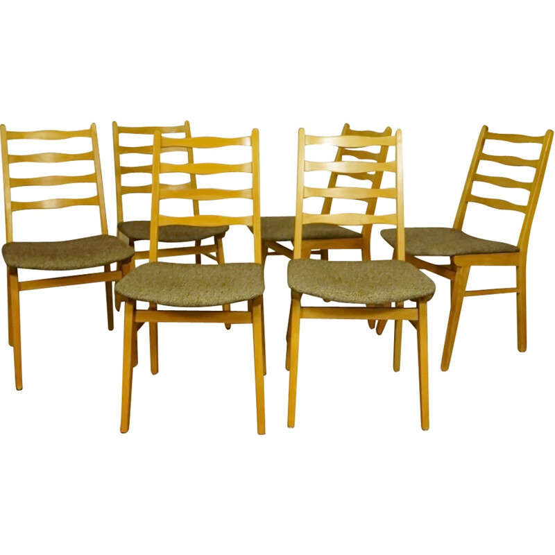 Set of 6 beechwood dining chairs - 1950s