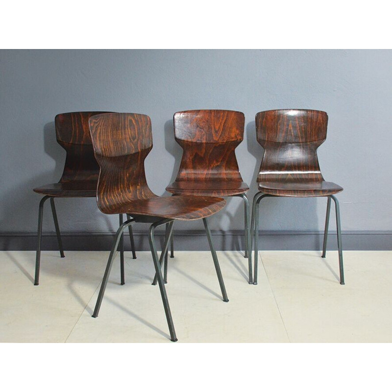 Suite de 4 chaises vintage en palissandre - 1960