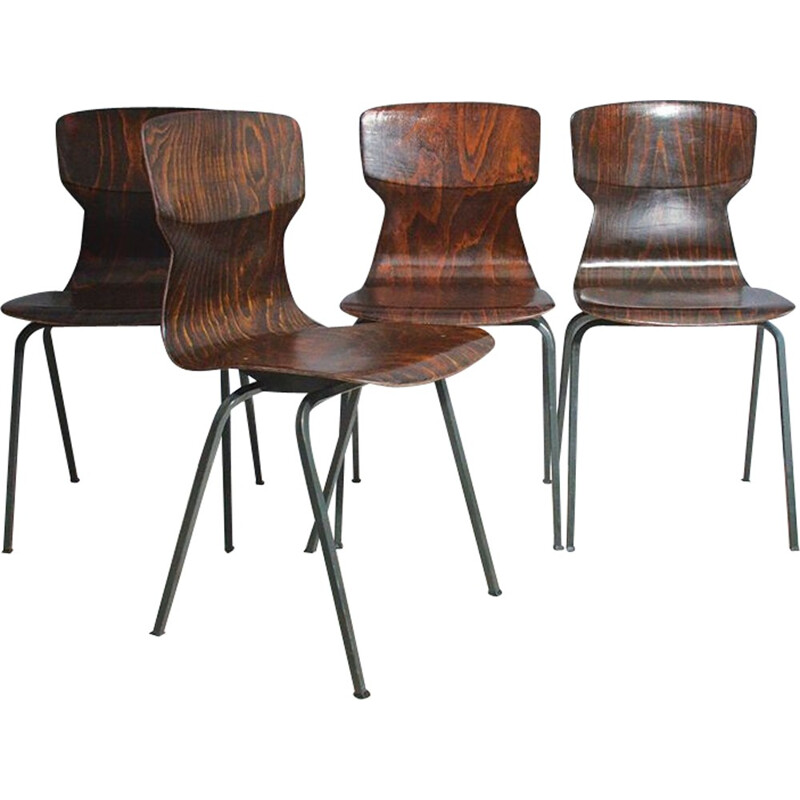 Suite de 4 chaises vintage en palissandre - 1960
