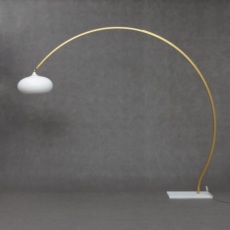 Italian arc lamp with white marble base - 1970s