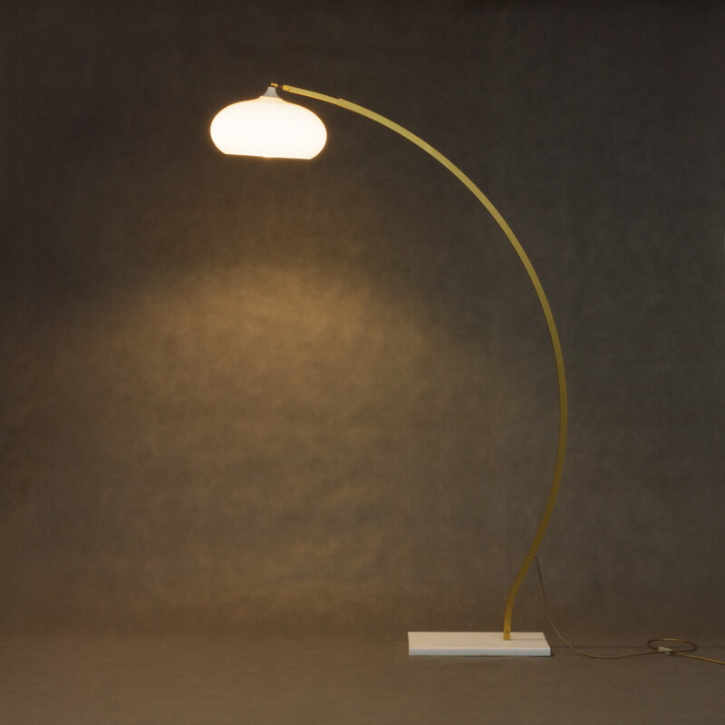 Italian arc lamp with white marble base - 1970s