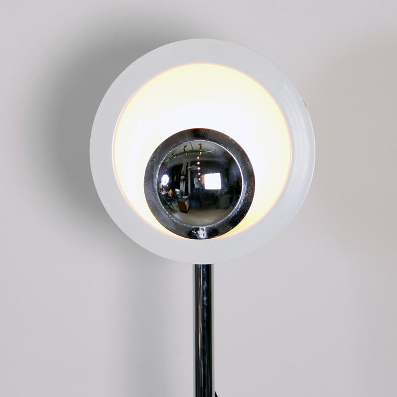 Italian floor lamp chrome and white saucer - 1970s