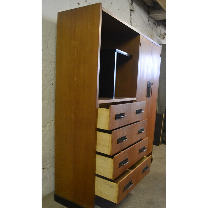 Solid oakwood cabinet, Claude VASSAL - 1950s