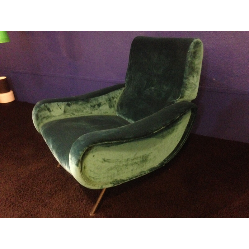 "Lady" armchair in velvet by Marco Zanuso for Arflex - 1950s