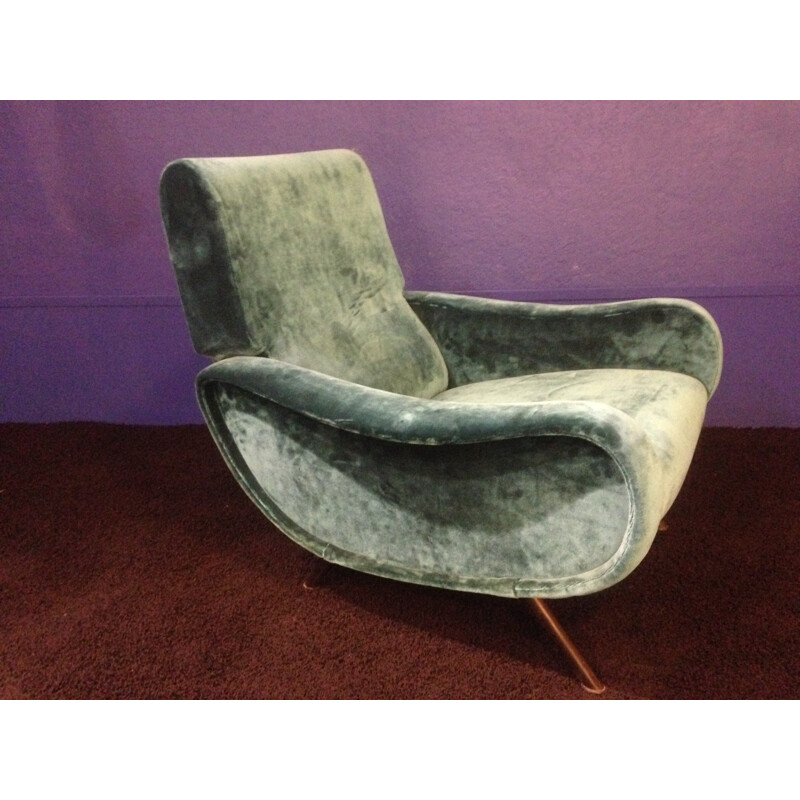 "Lady" armchair in velvet by Marco Zanuso for Arflex - 1950s