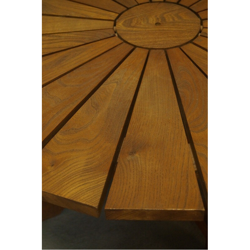 Round vintage coffee table in beechwood - 1950s