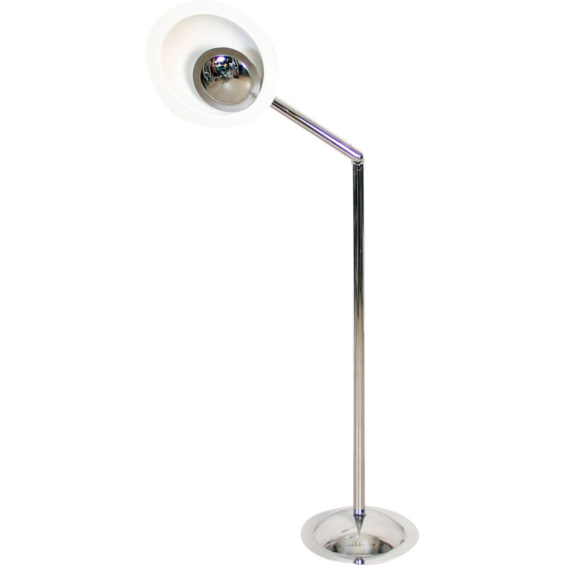 Italian floor lamp chrome and white saucer - 1970s