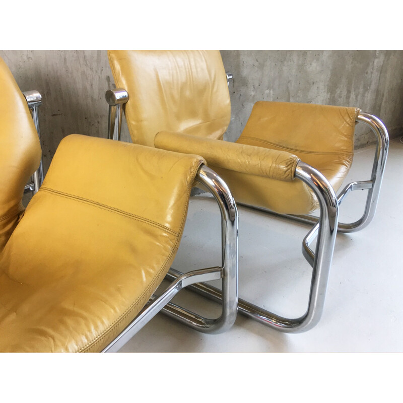 Pair of leather "Alpha" armchairs by Maurice Burke for Arkana - 1960s