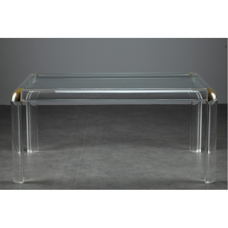 Plexiglass table and glass top - 1970s