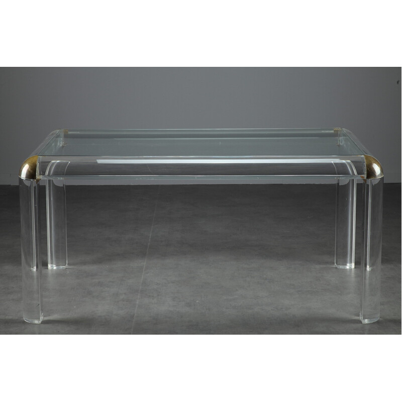 Table en plexiglas et plateau en verre - 1970