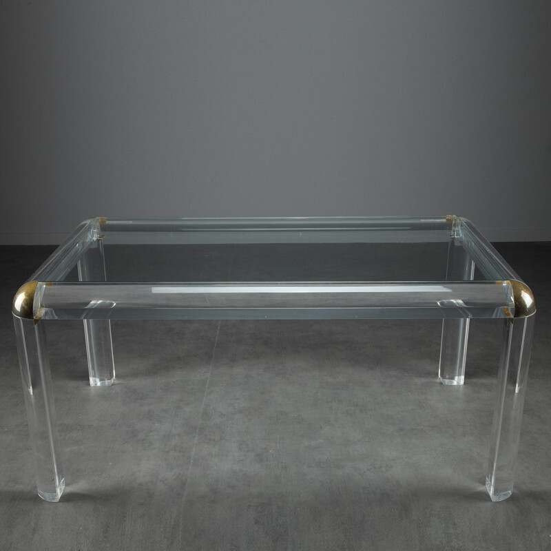 Plexiglass table and glass top - 1970s