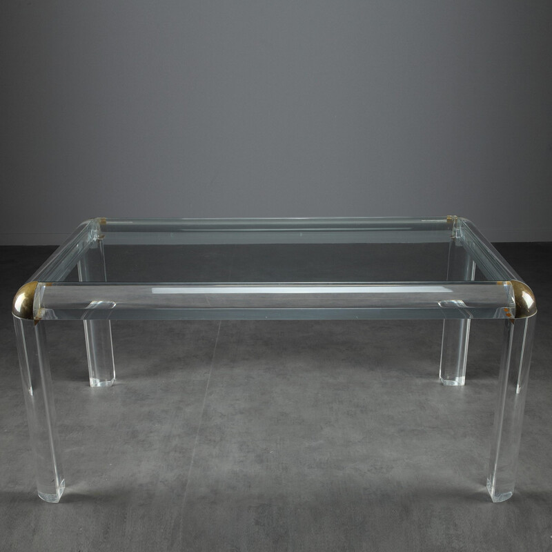 Table en plexiglas et plateau en verre - 1970