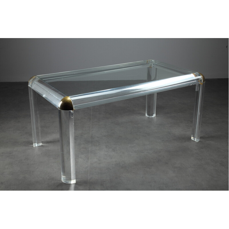 Plexiglass table and glass top - 1970s