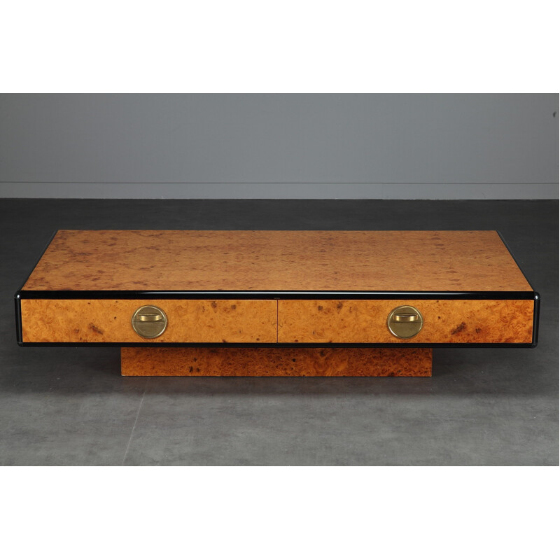 Table basse en bois de loupe et en orme - 1970