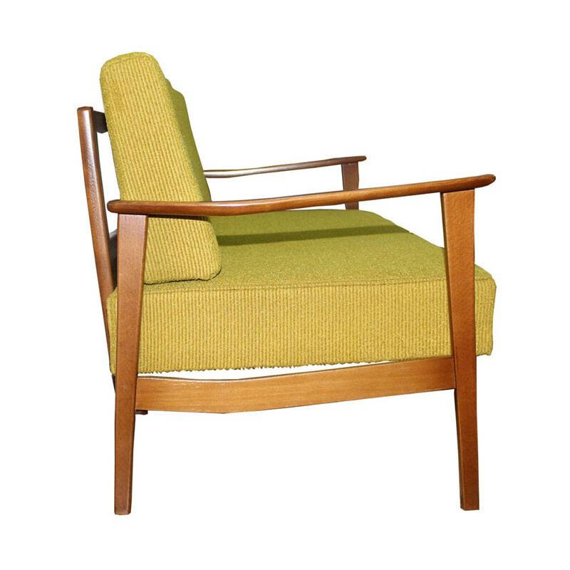 Vintage daybed in green fabric and wood - 1960s 