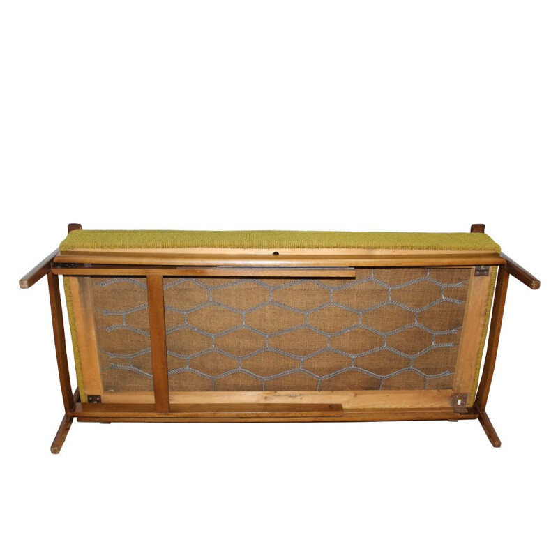 Vintage daybed in green fabric and wood - 1960s 