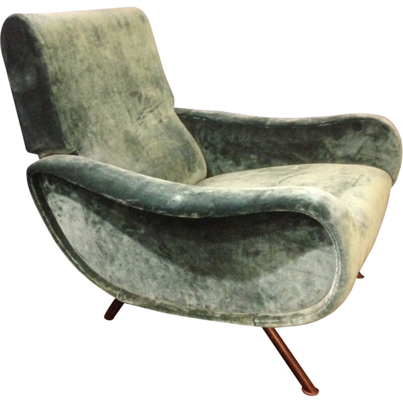 "Lady" armchair in velvet by Marco Zanuso for Arflex - 1950s