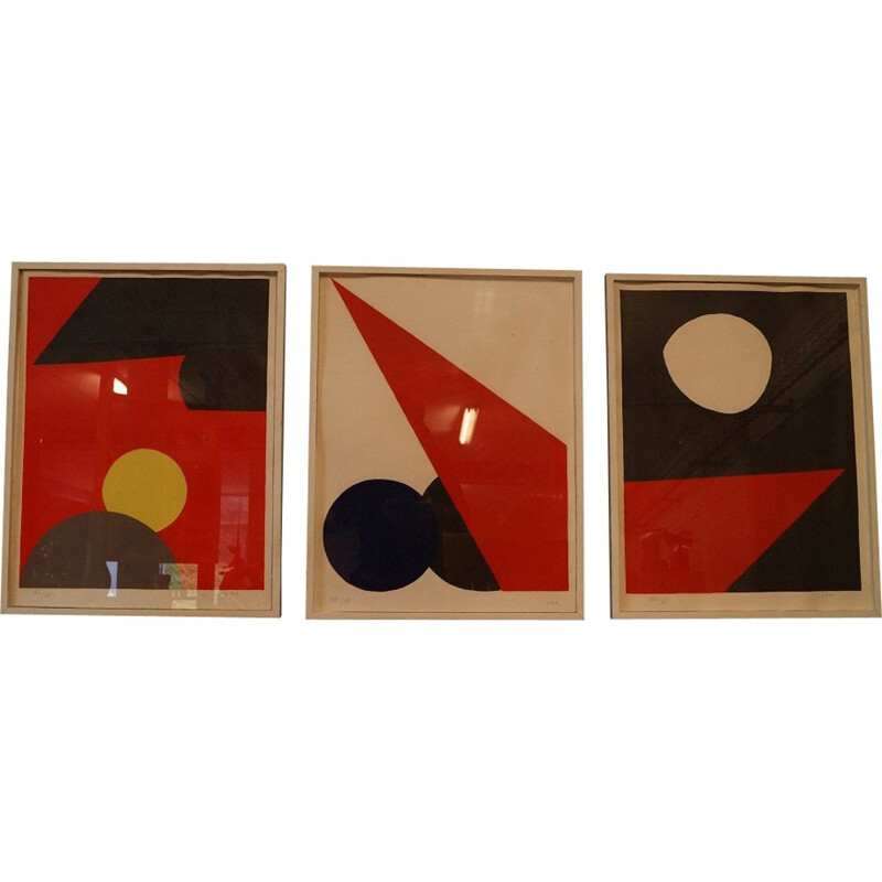Lithograph triptych by Emile Gilioli - 1960s
