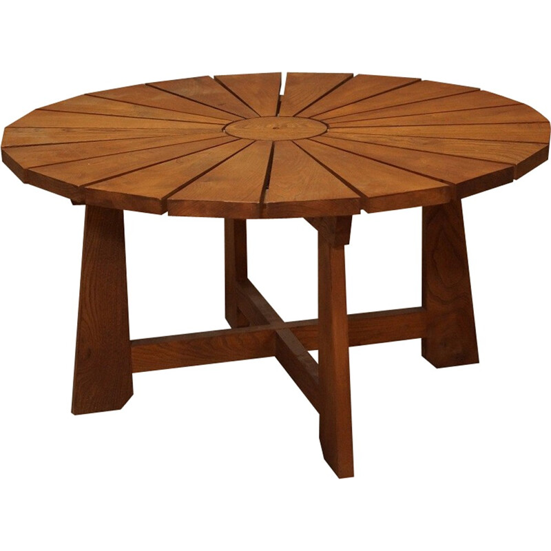 Round vintage coffee table in beechwood - 1950s