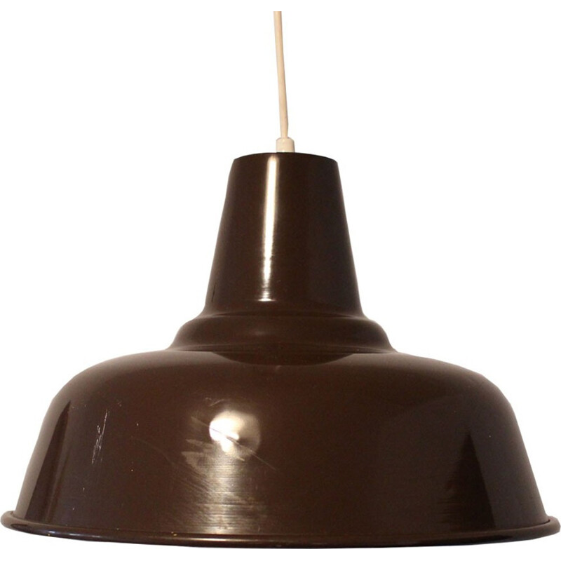 Vintage brown metal pendant lamp, Denmark 1970