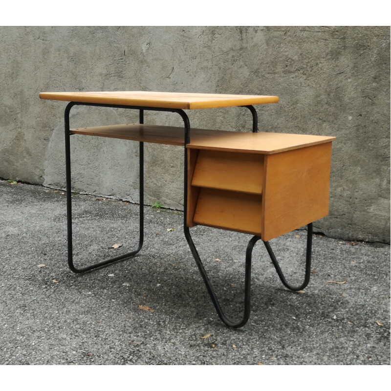 Vintage wooden and metal desk - 1960s