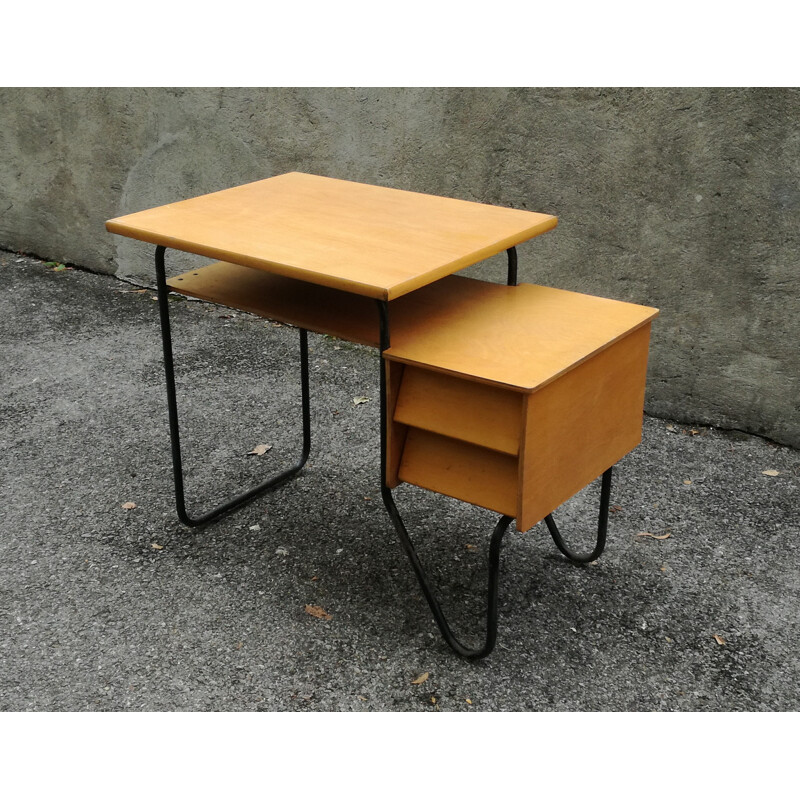 Vintage wooden and metal desk - 1960s