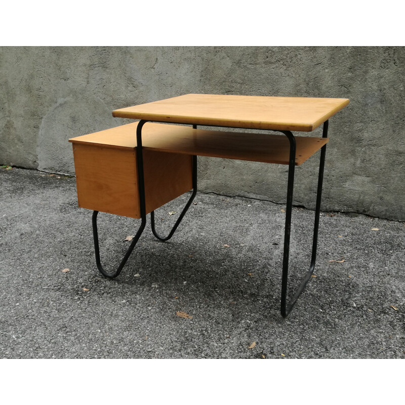 Vintage wooden and metal desk - 1960s