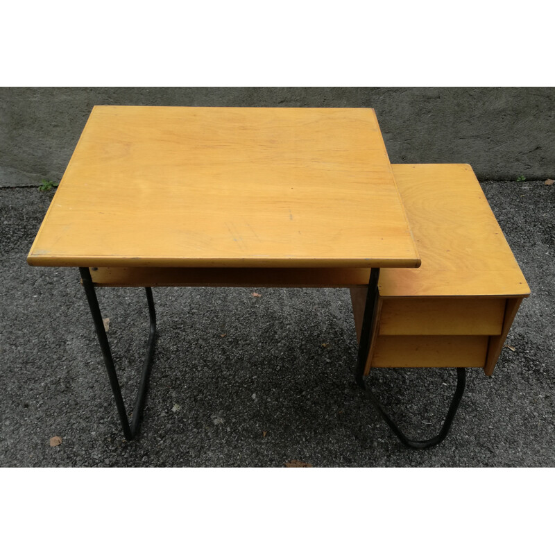 Vintage wooden and metal desk - 1960s