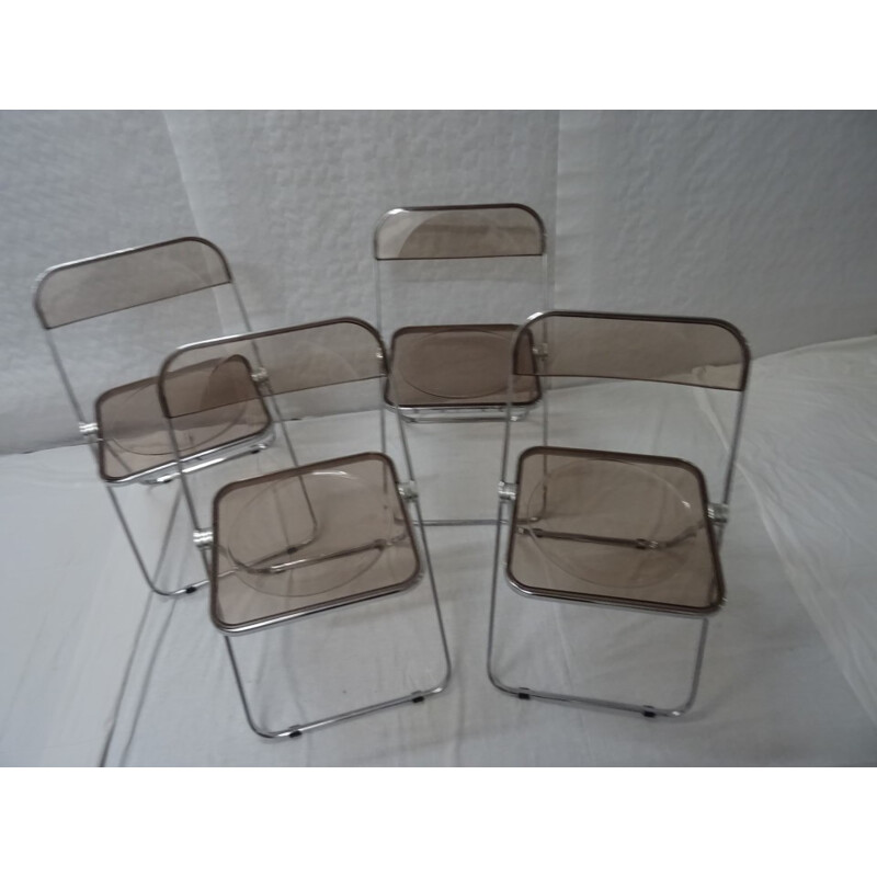 Set of 4 vintage italian chair by Giancarlo Piretti for Plia Castelli's - 1960s