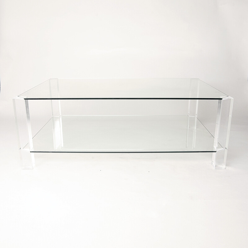 Glass and Lucite Coffee Table by Sarah Hill for Porta Romana - 1990s