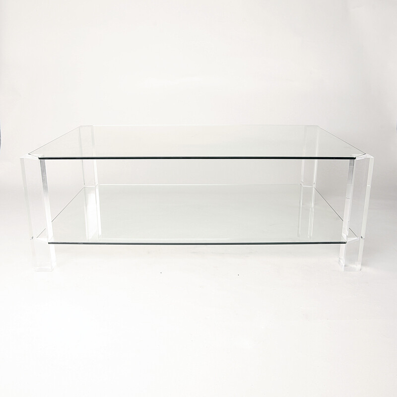 Table Basse en Verre et Lucite de Sarah Hill pour Porta Romana  - 1990