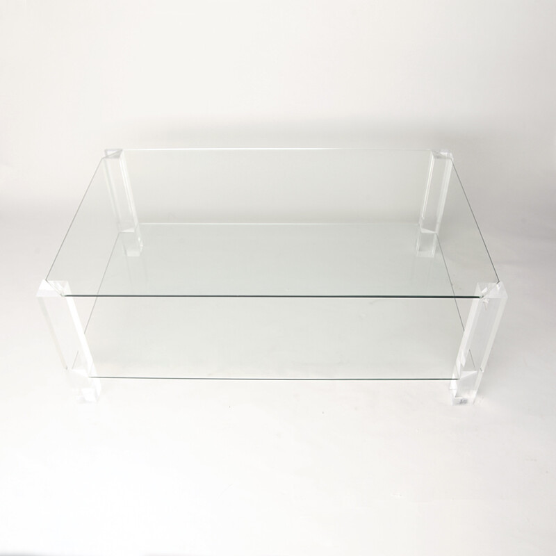 Glass and Lucite Coffee Table by Sarah Hill for Porta Romana - 1990s