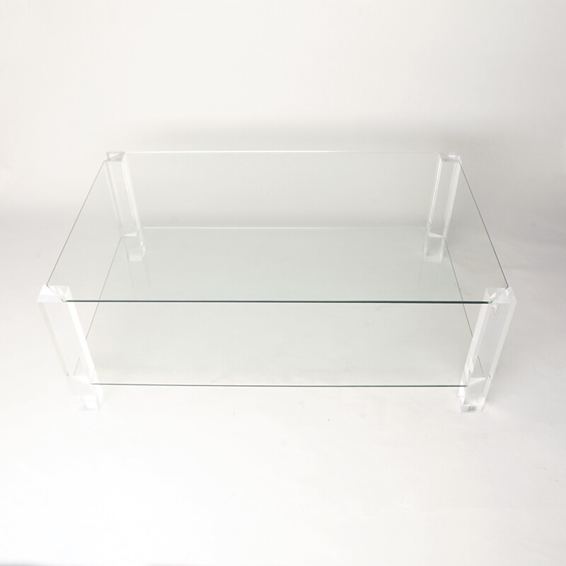 Table Basse en Verre et Lucite de Sarah Hill pour Porta Romana  - 1990