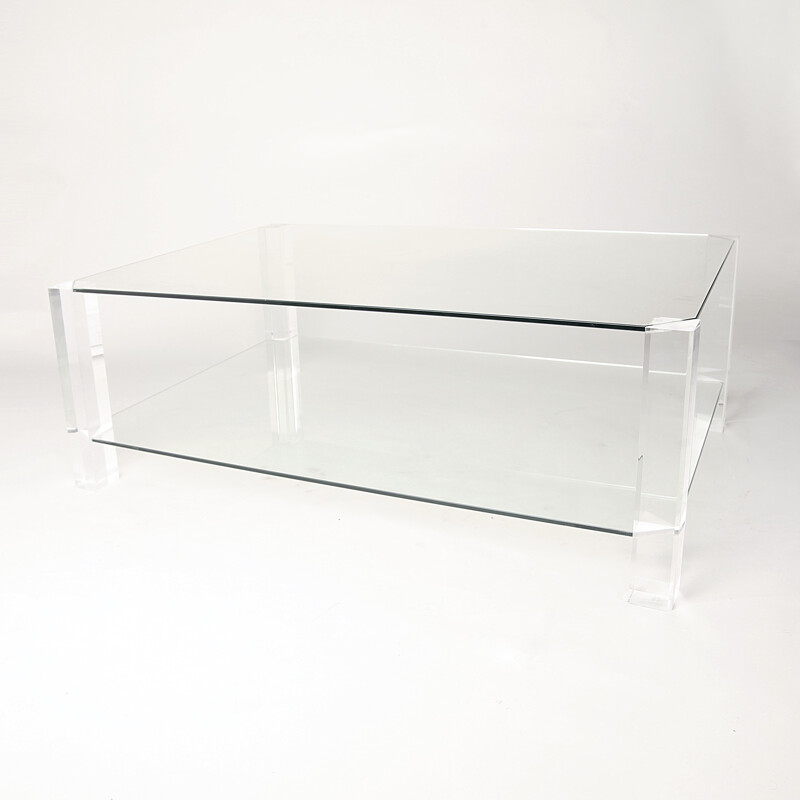 Glass and Lucite Coffee Table by Sarah Hill for Porta Romana - 1990s