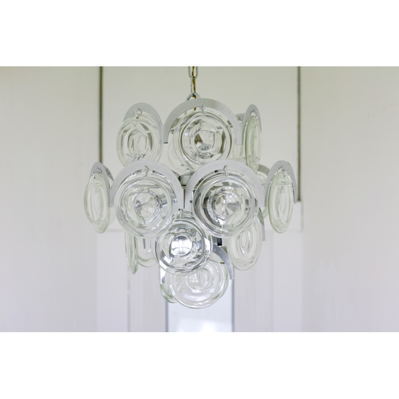 24 kinetic glass discs chandelier by Gino Vistosi - 1960s