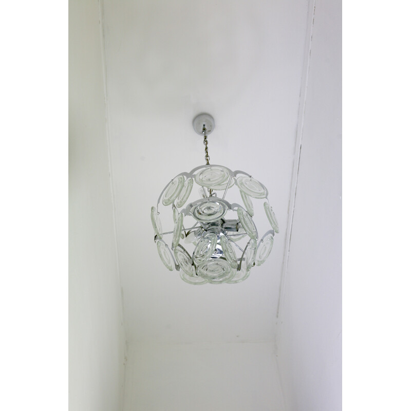 24 kinetic glass discs chandelier by Gino Vistosi - 1960s