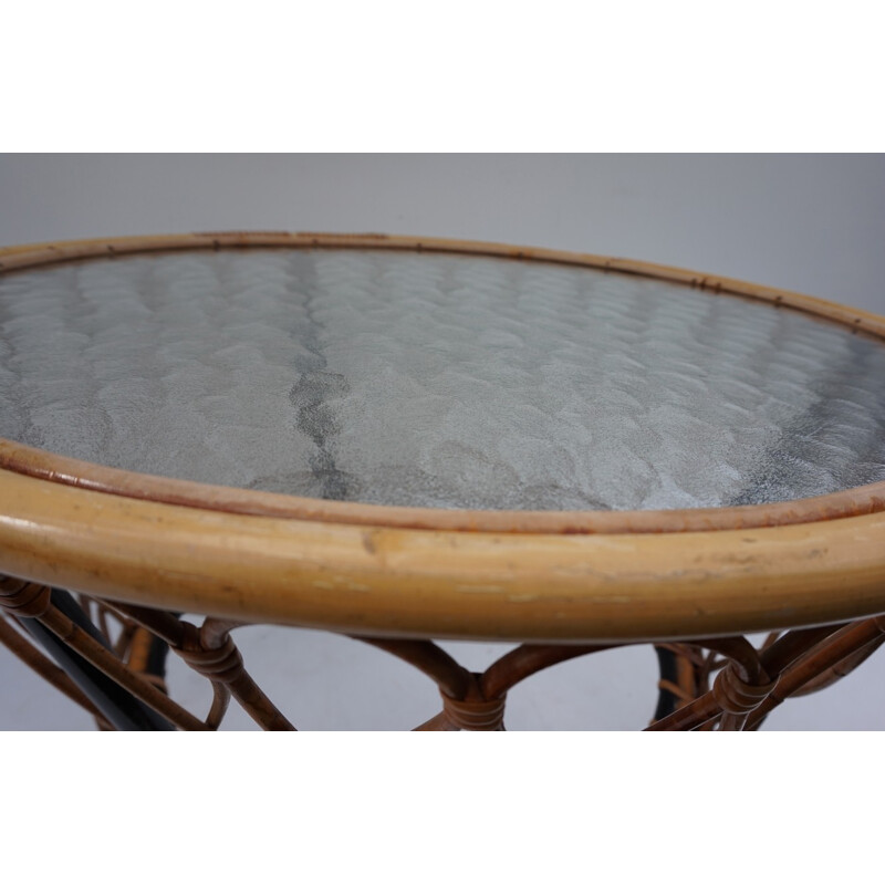 Vintage Wicker and Glass Coffee Table from Rohé Noordwolde - 1960s